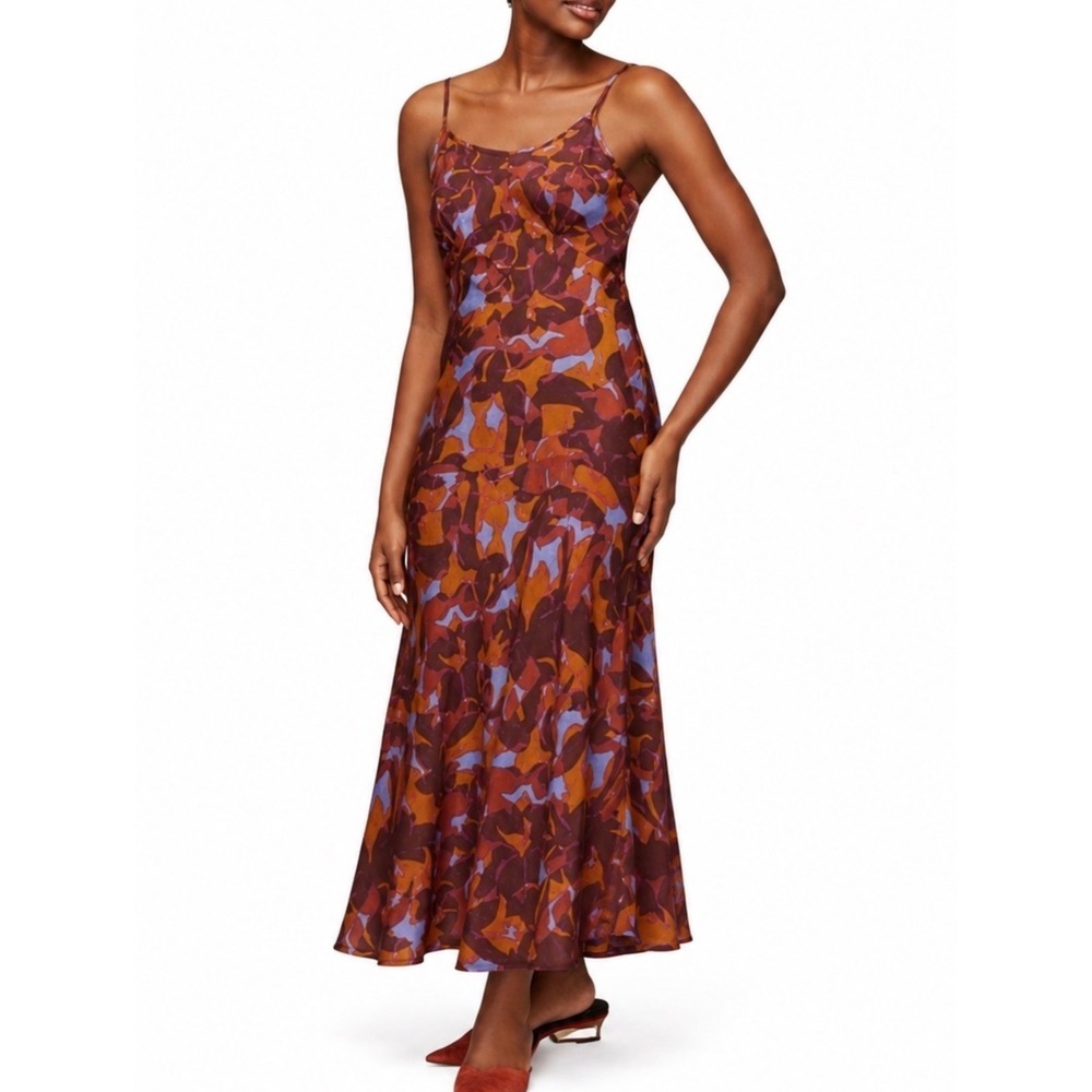 Roller Rabbit Quenby Slip‎ Dress Camo Floral Mocha Brown XL New